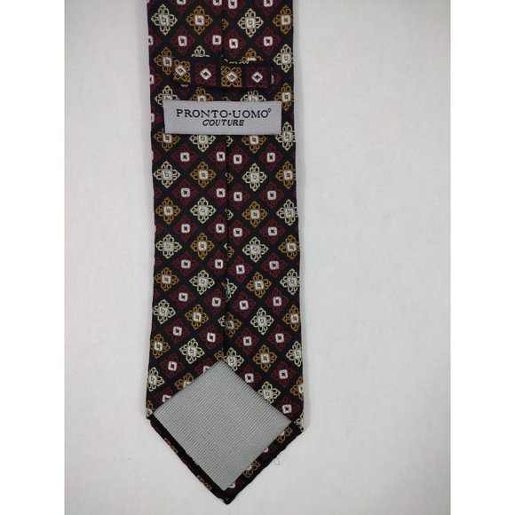 3x Pronto Uomo Men's Neckties ties All Silk Paisley geometric shapes squares - Picture 7 of 16